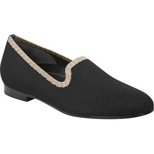 Vionic Willa Knit Slip-on Flat with Arch Support Black with Tan Trim Size 7